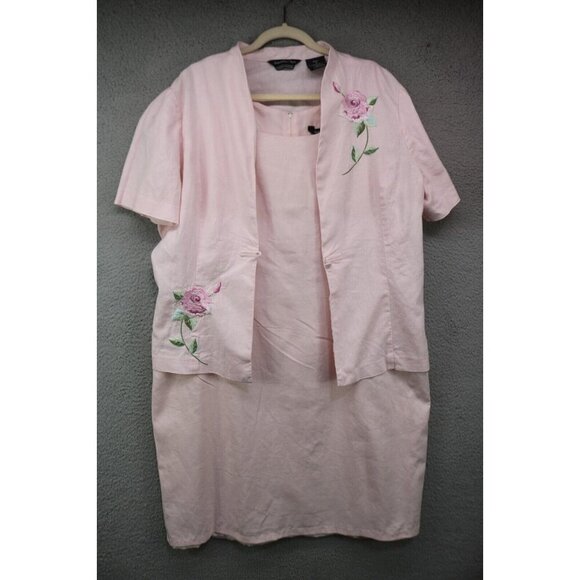 Samantha Rose Linen Blend Two-Piece Dress & Top-Size Missy 18-Embroidered - Picture 1 of 16